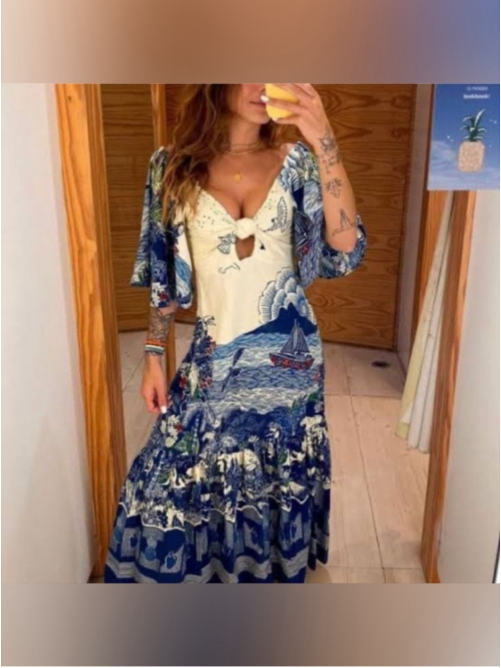 NWT Farm Rio Tropical Tiles Midi Dress Size Large - Picture 7 of 7